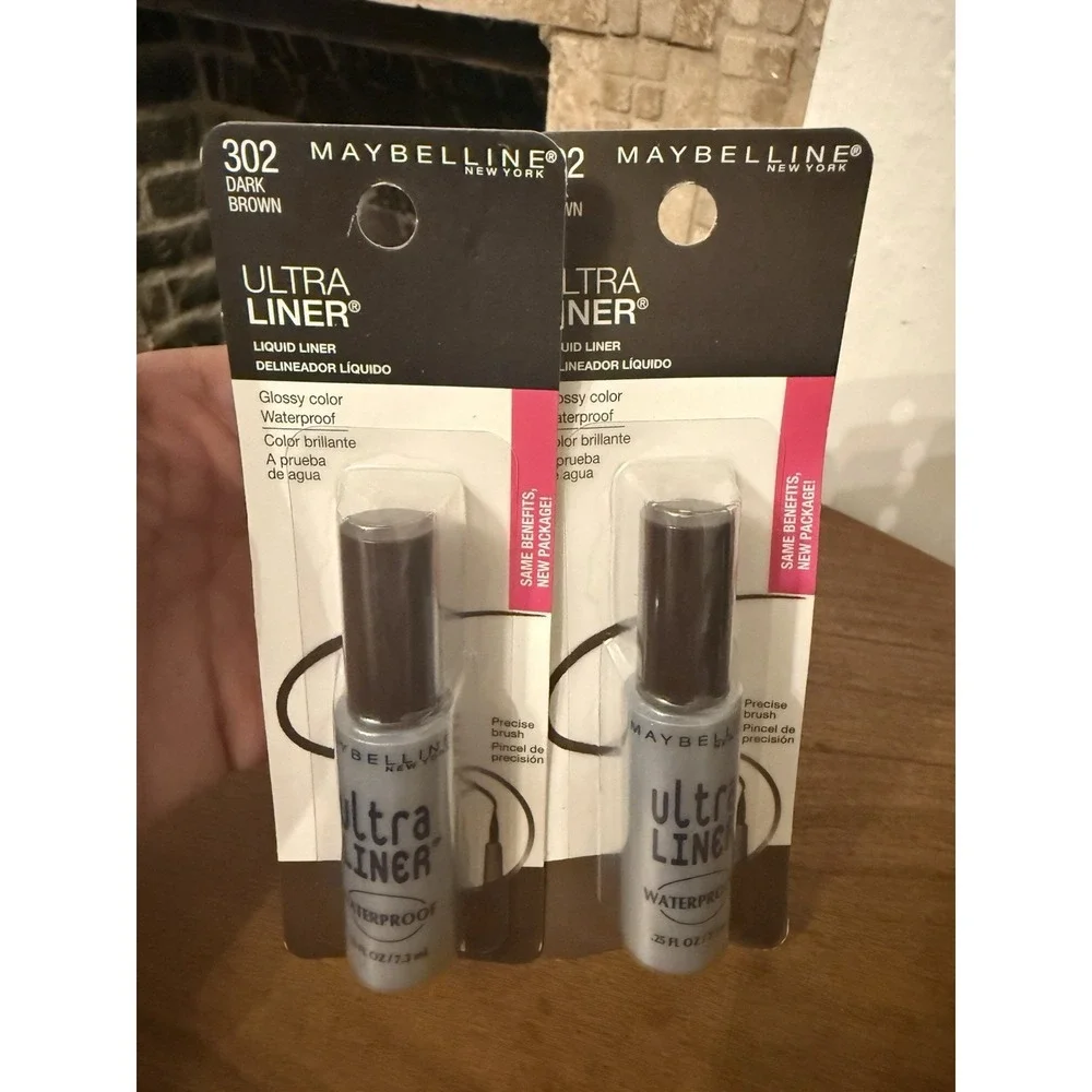 2 Maybelline Ultra Liner Liquid Liner #302 Dark Brown .25 Oz. Each